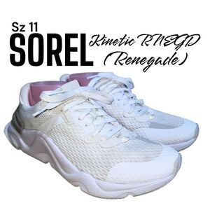 SOREL KINETIC RNEGD Renegade 11 White Sporty Logo Lace Up Athletic Tennie Shoes